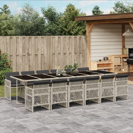 5-tlg. Garten-Essgruppe mit Kissen Schwarz Poly Rattan