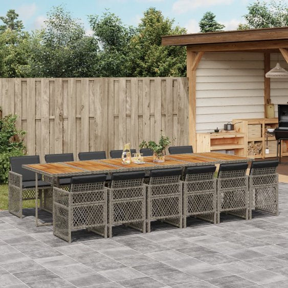 5-tlg. Garten-Essgruppe mit Kissen Schwarz Poly Rattan