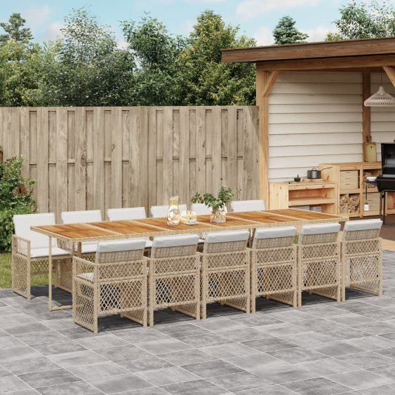 5-tlg. Garten-Essgruppe mit Kissen Schwarz Poly Rattan