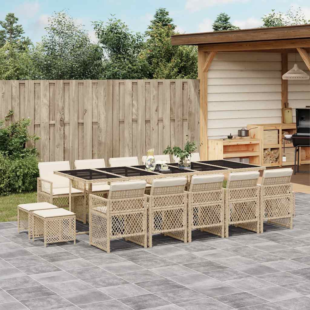 9-tlg. Garten-Essgruppe mit Kissen Schwarz Poly Rattan