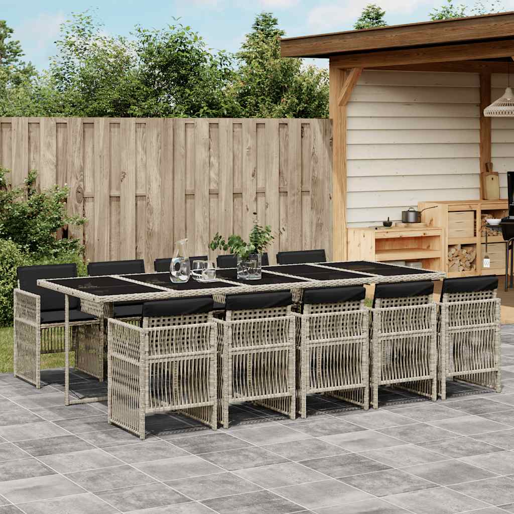5-tlg. Garten-Essgruppe mit Kissen Schwarz Poly Rattan