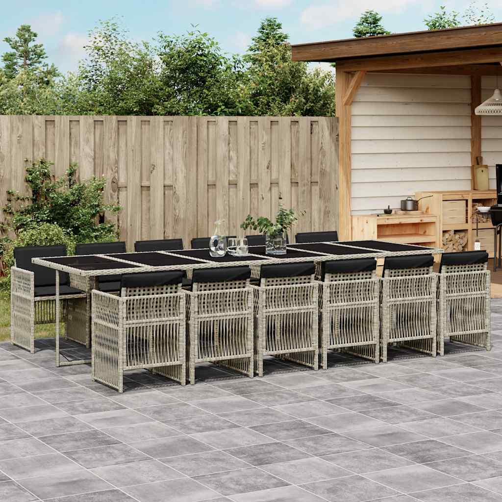 5-tlg. Garten-Essgruppe mit Kissen Schwarz Poly Rattan