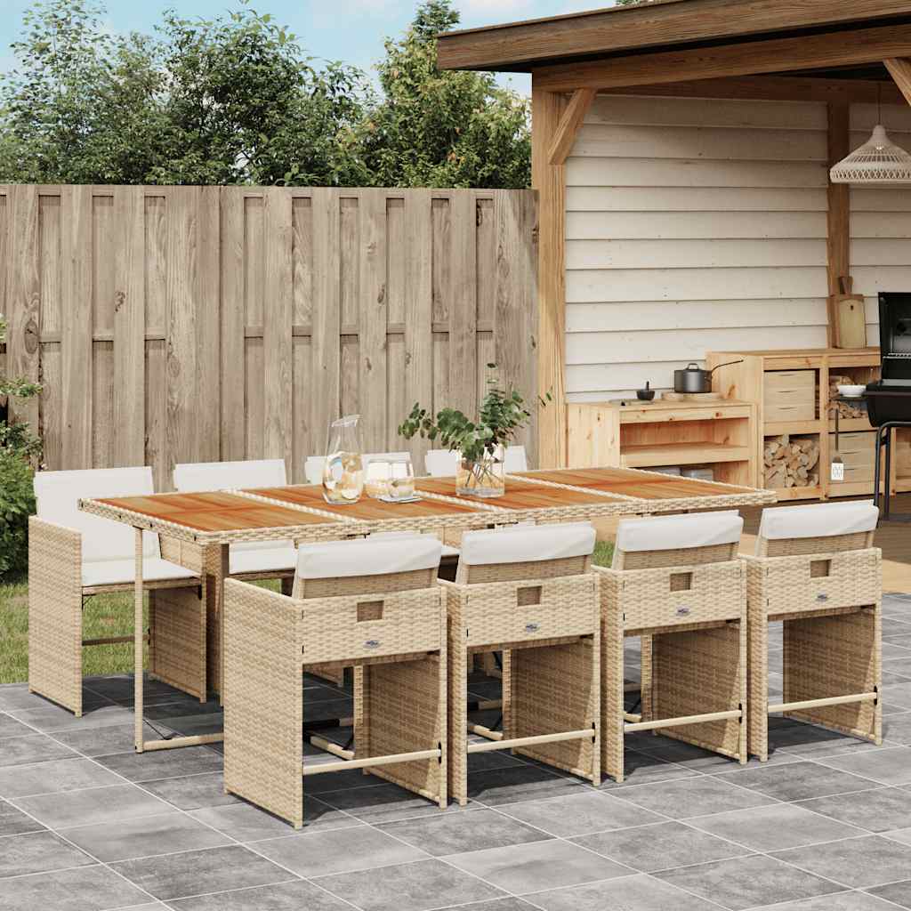 5-tlg. Garten-Essgruppe mit Kissen Schwarz Poly Rattan