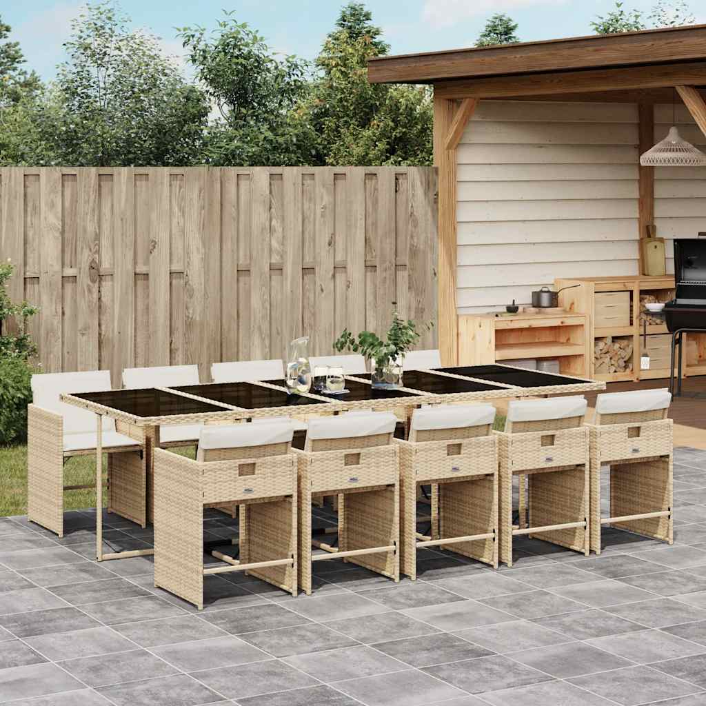 5-tlg. Garten-Essgruppe mit Kissen Schwarz Poly Rattan
