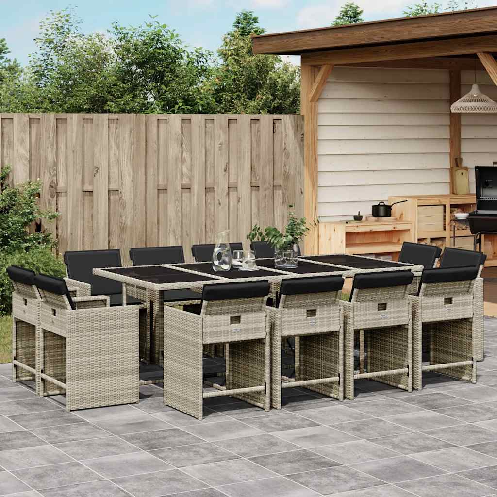 9-tlg. Garten-Essgruppe mit Kissen Schwarz Poly Rattan