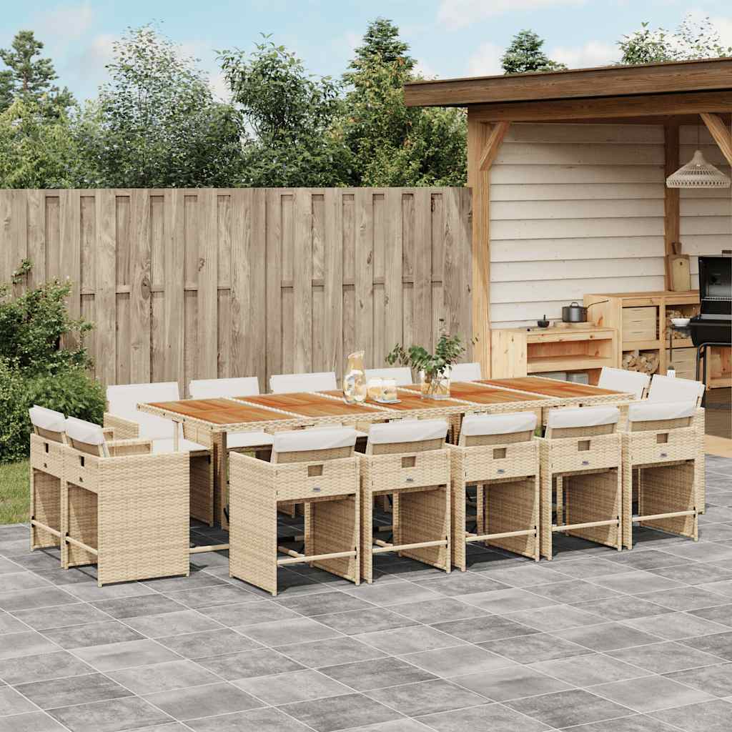 9-tlg. Garten-Essgruppe mit Kissen Schwarz Poly Rattan
