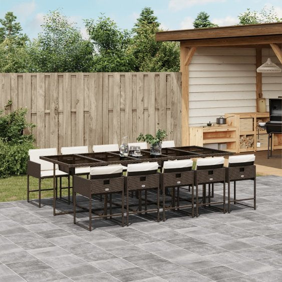 5-tlg. Garten-Essgruppe mit Kissen Schwarz Poly Rattan