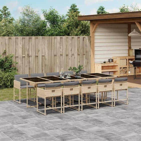 5-tlg. Garten-Essgruppe mit Kissen Schwarz Poly Rattan
