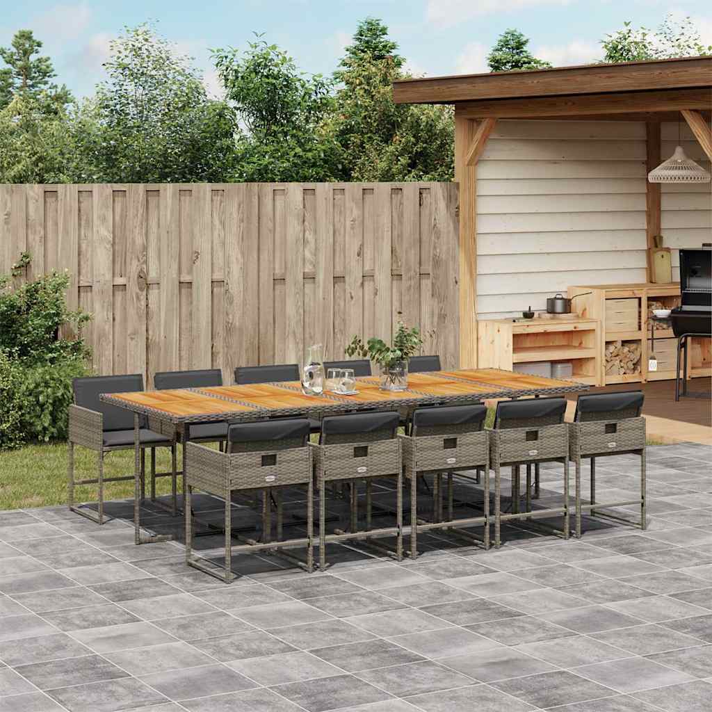 5-tlg. Garten-Essgruppe mit Kissen Schwarz Poly Rattan