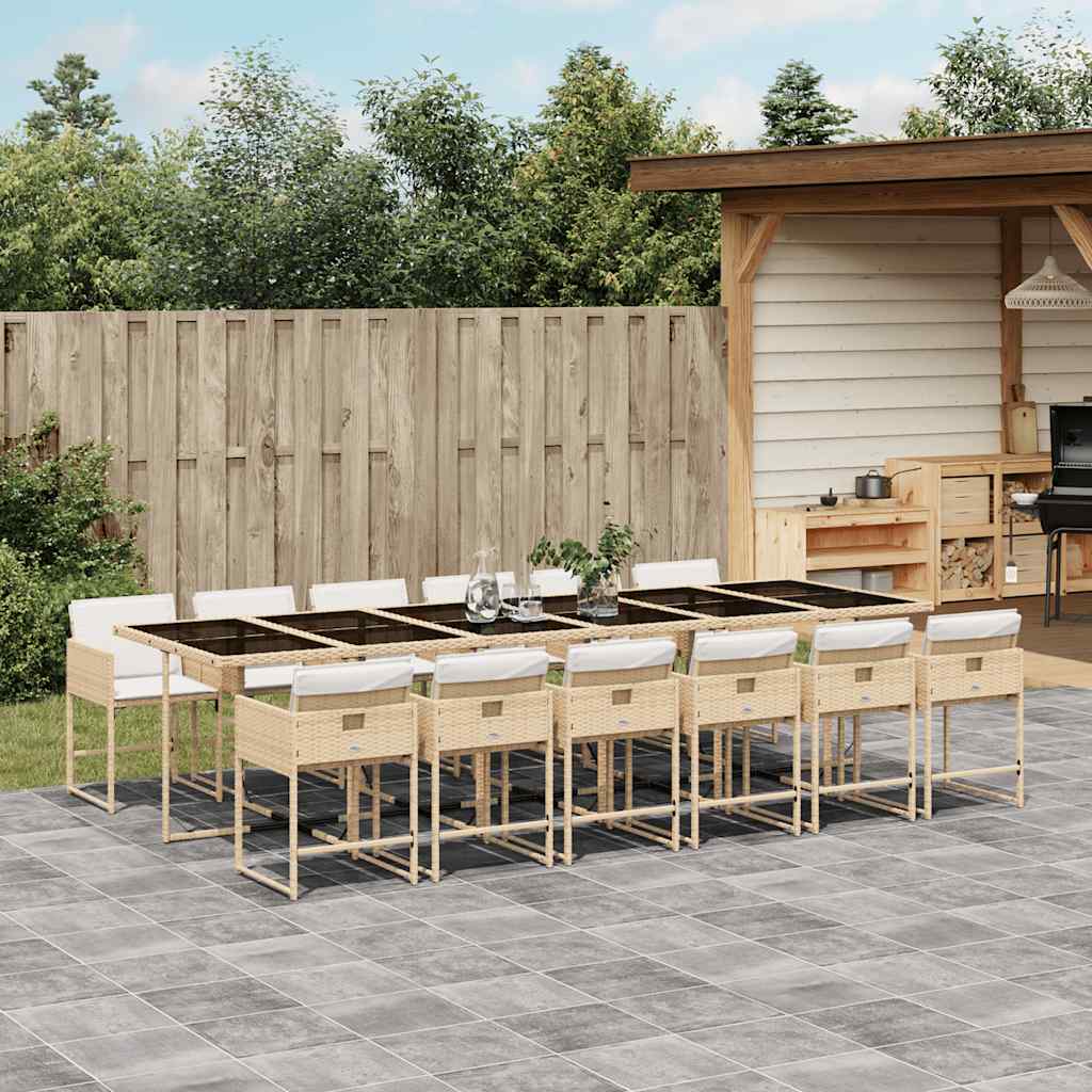 5-tlg. Garten-Essgruppe mit Kissen Schwarz Poly Rattan