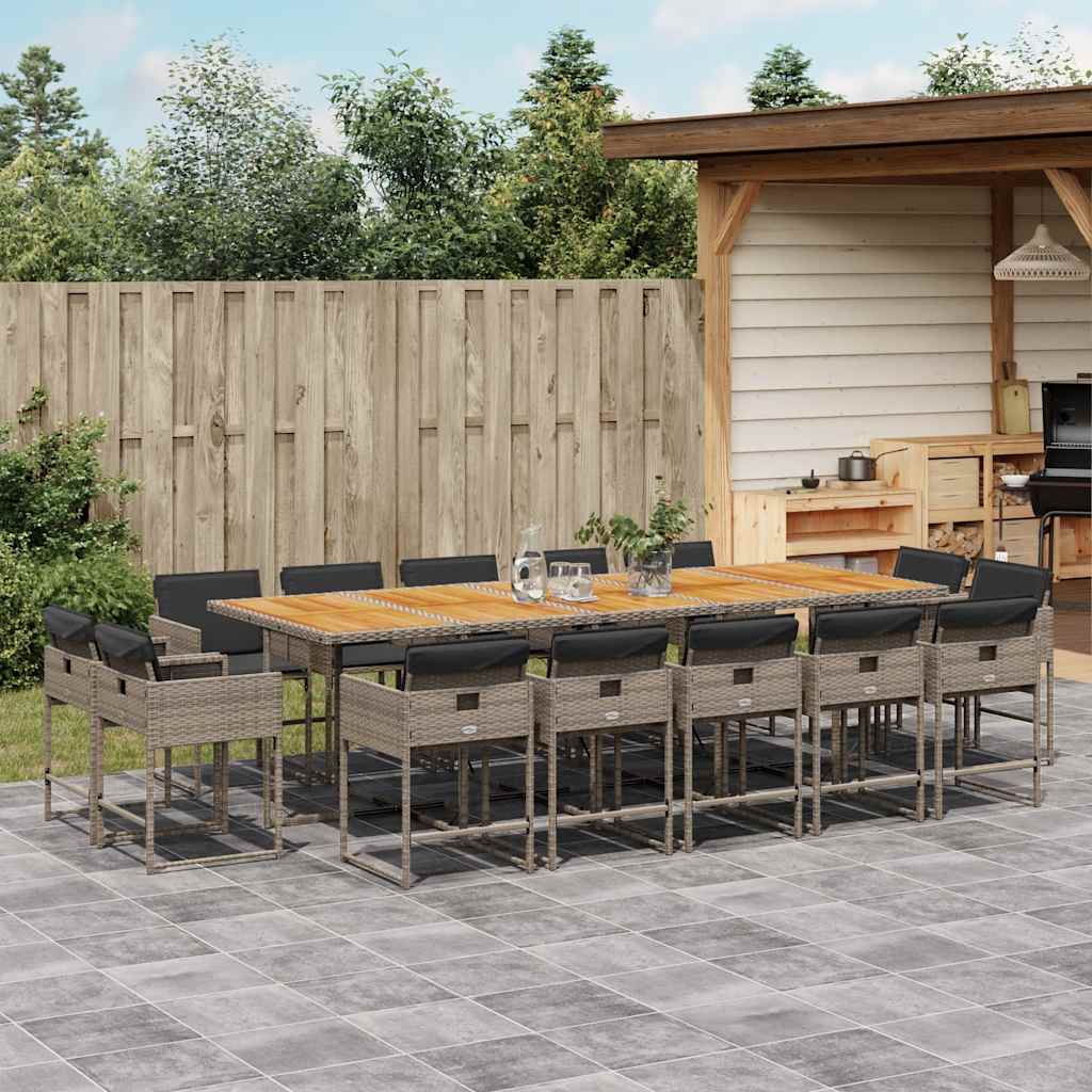 9-tlg. Garten-Essgruppe mit Kissen Schwarz Poly Rattan