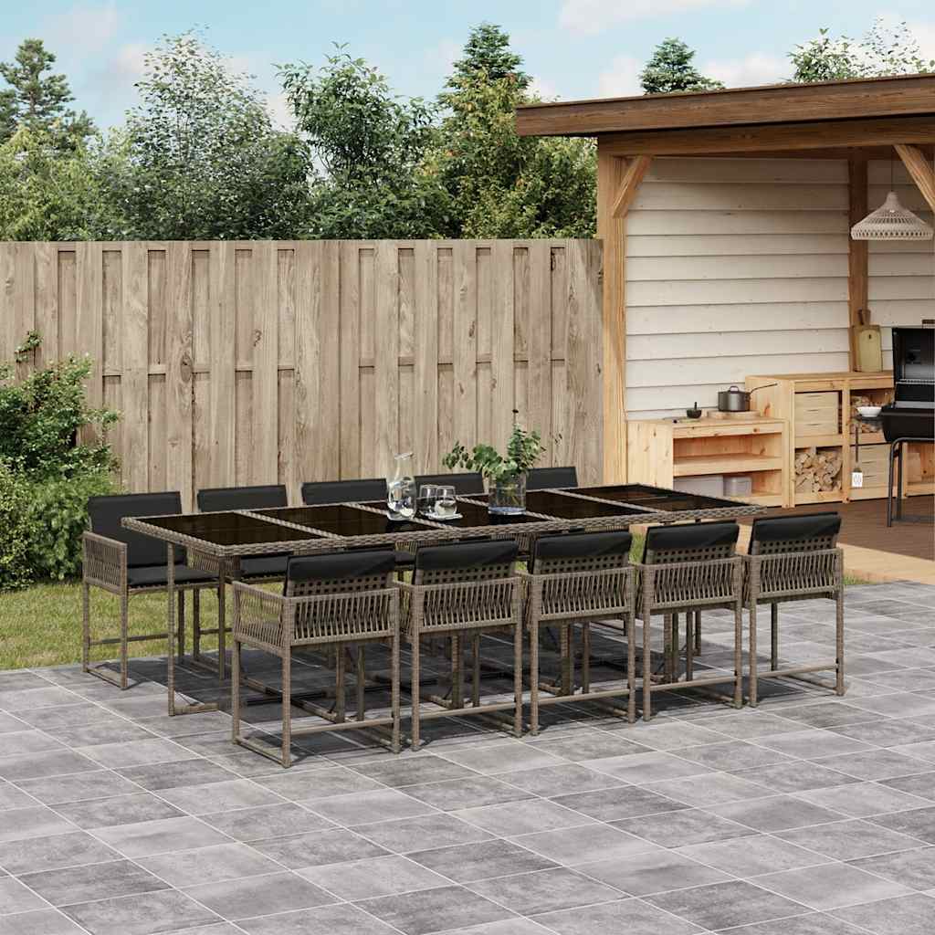 5-tlg. Garten-Essgruppe mit Kissen Schwarz Poly Rattan