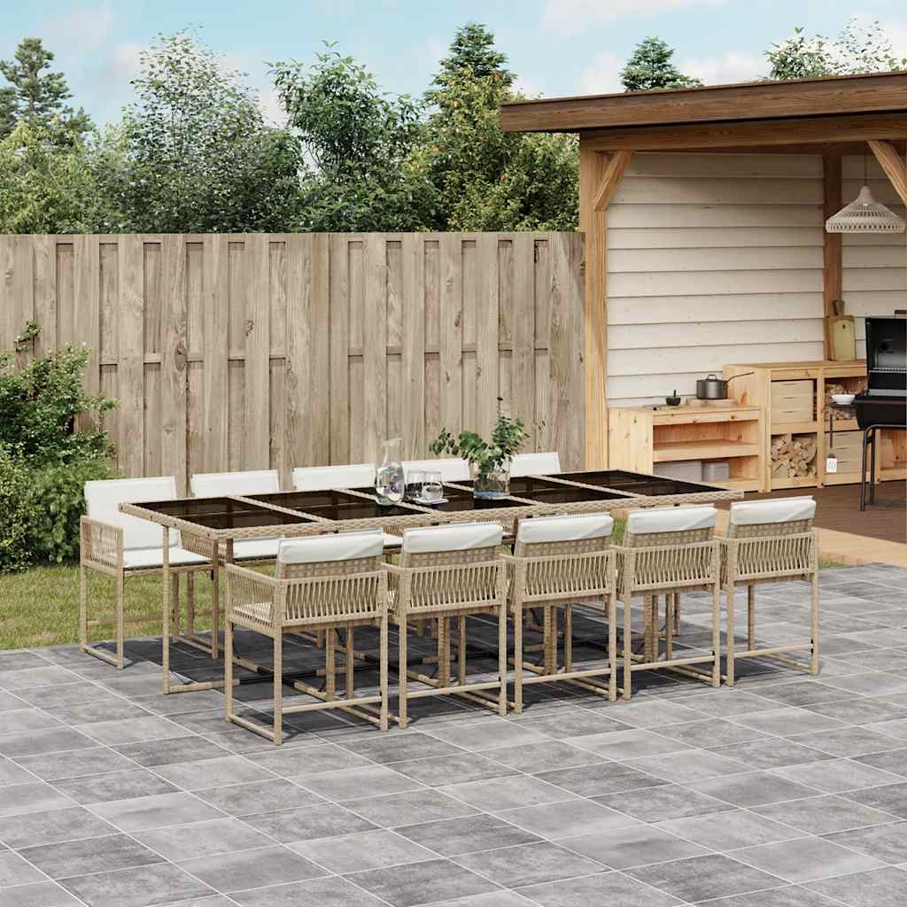 5-tlg. Garten-Essgruppe mit Kissen Schwarz Poly Rattan