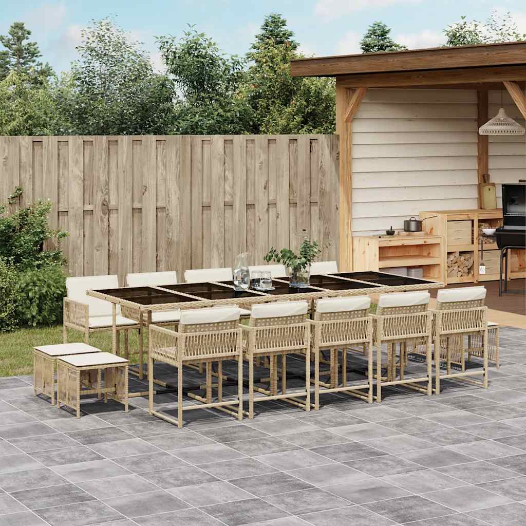9-tlg. Garten-Essgruppe mit Kissen Schwarz Poly Rattan
