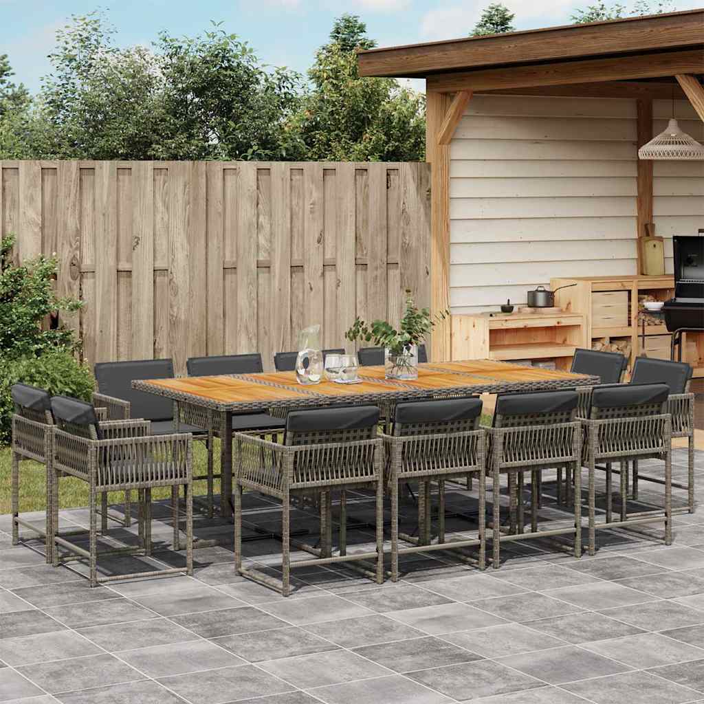 9-tlg. Garten-Essgruppe mit Kissen Schwarz Poly Rattan