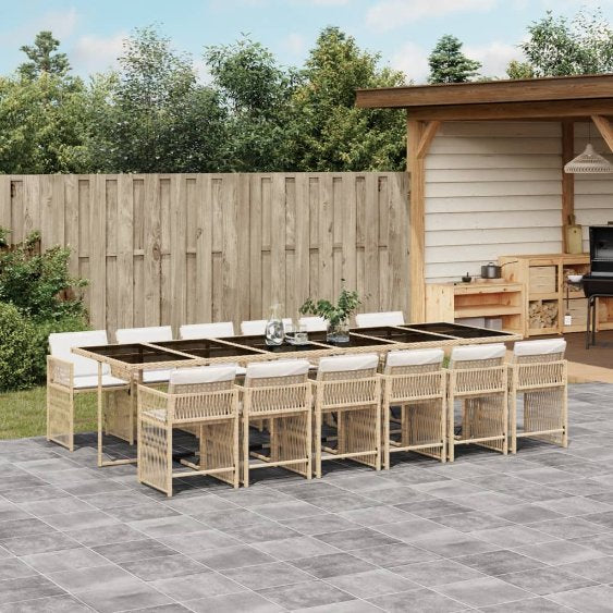5-tlg. Garten-Essgruppe mit Kissen Schwarz Poly Rattan