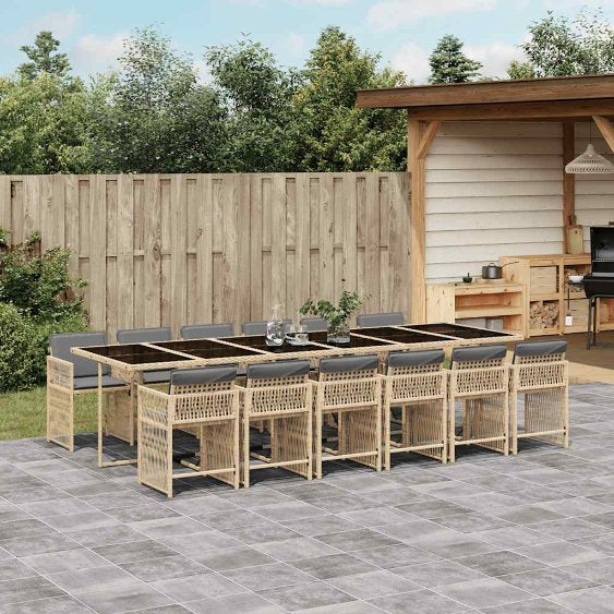 5-tlg. Garten-Essgruppe mit Kissen Schwarz Poly Rattan