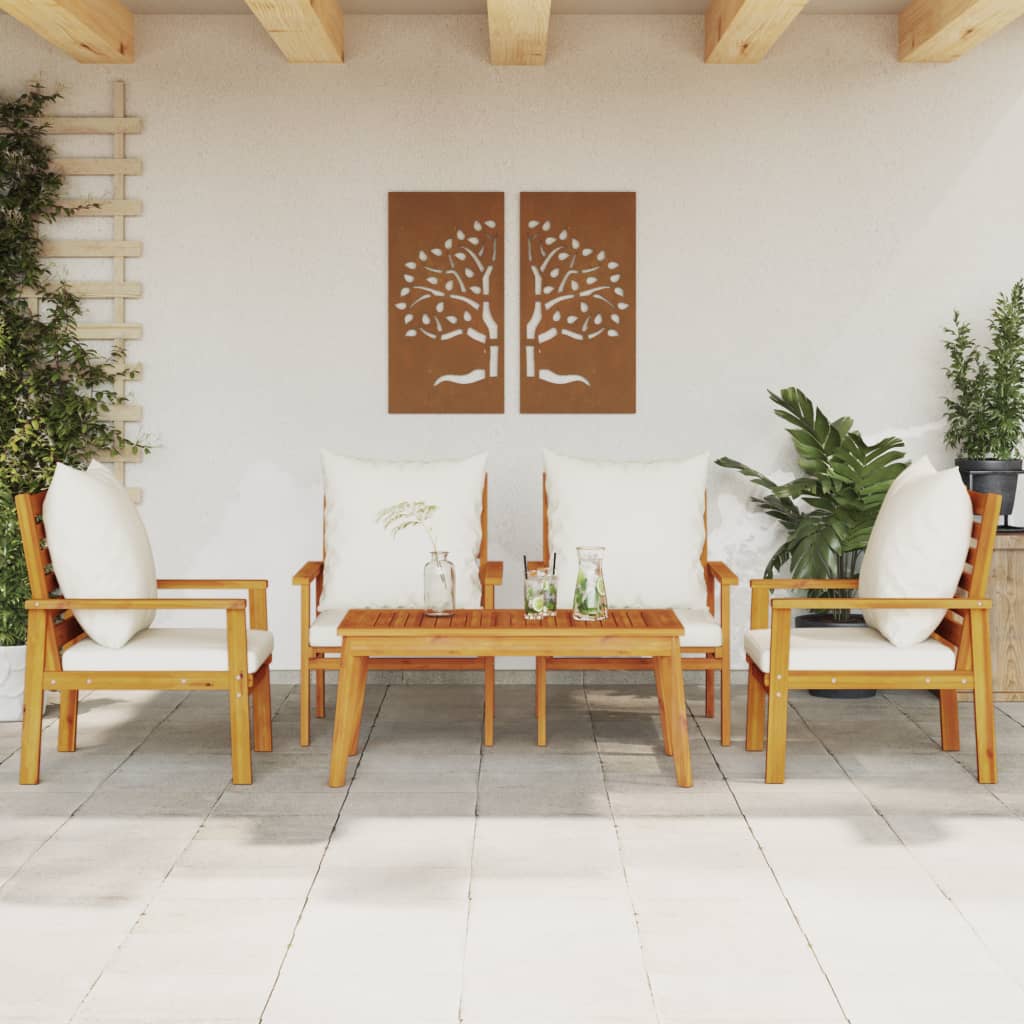 4-tlg. Garten-Lounge-Set Massivholz Akazie