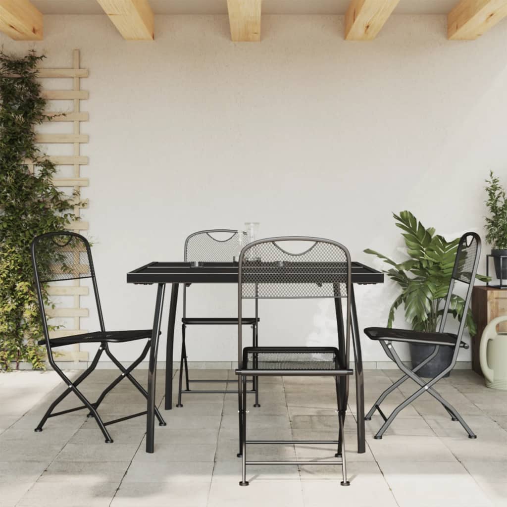3-tlg. Garten-Essgruppe Anthrazit Streckgitter