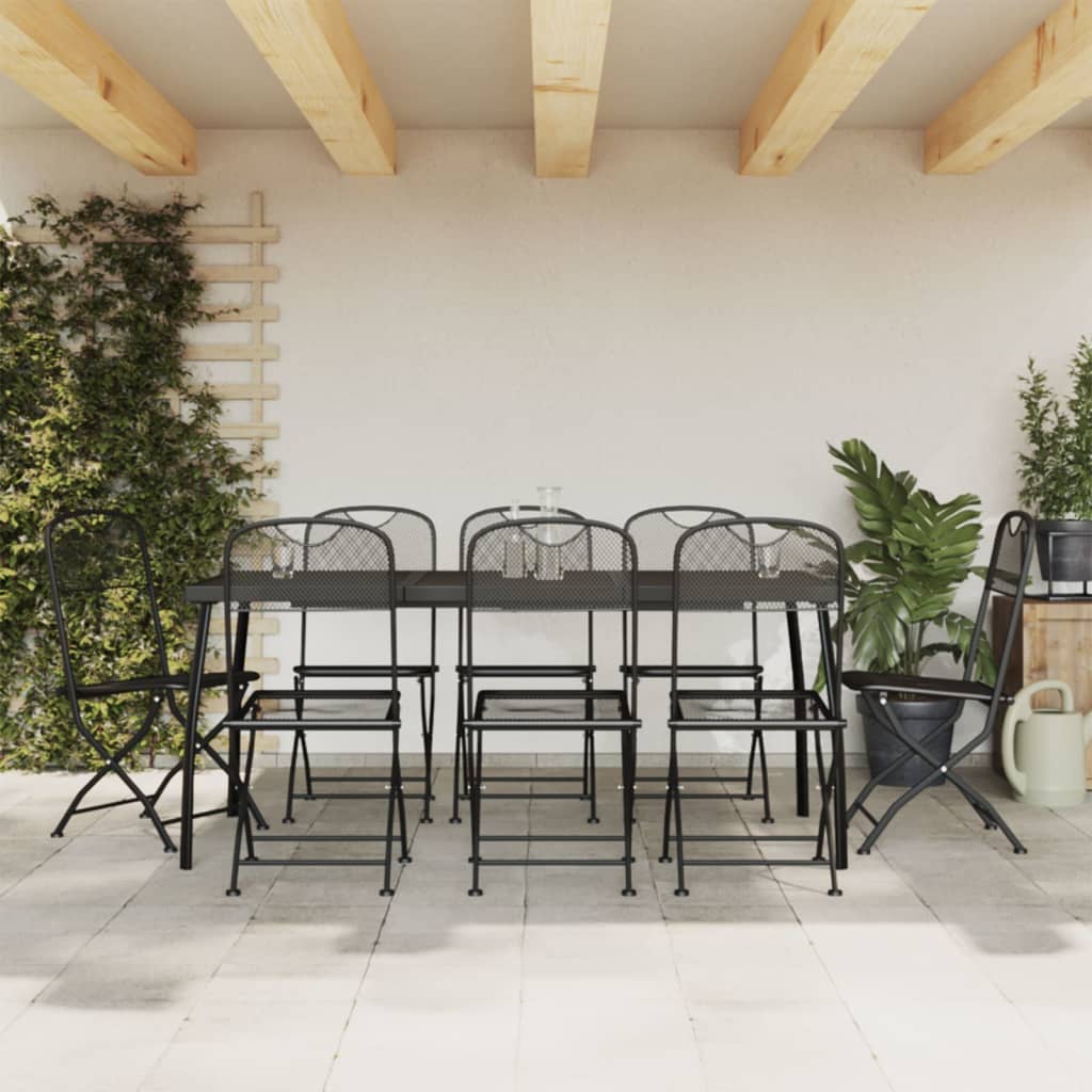 3-tlg. Garten-Essgruppe Anthrazit Streckgitter