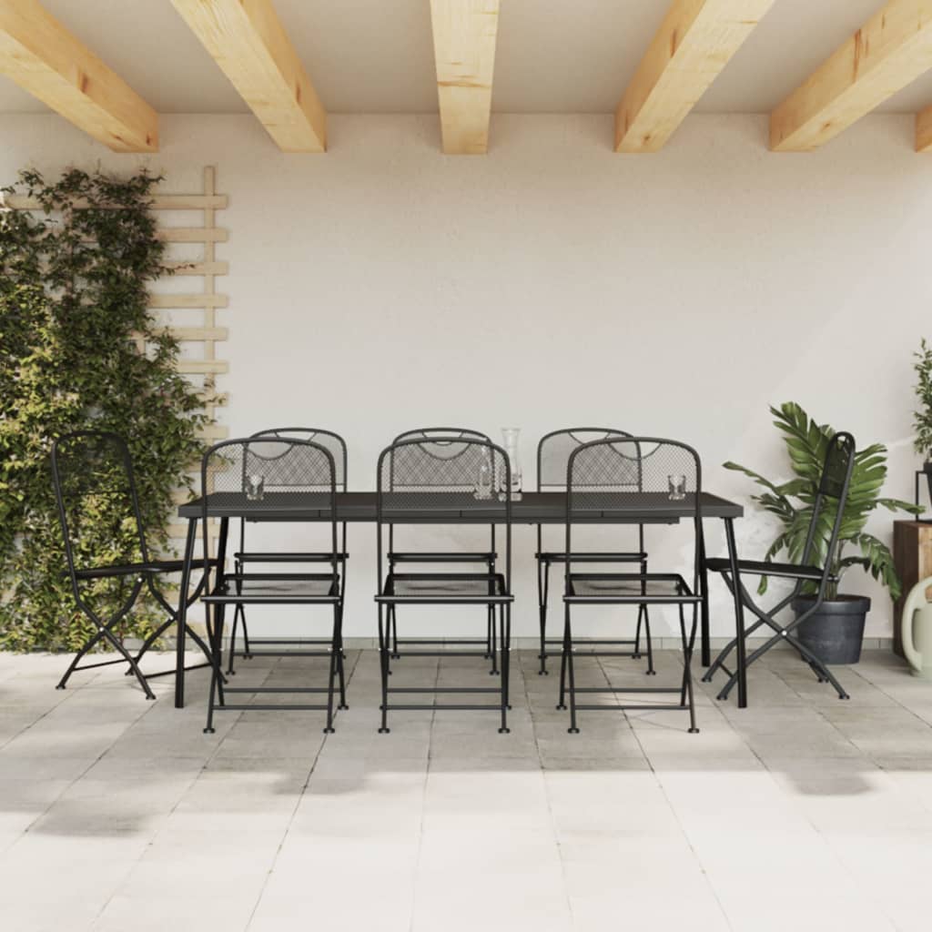 3-tlg. Garten-Essgruppe Anthrazit Streckgitter
