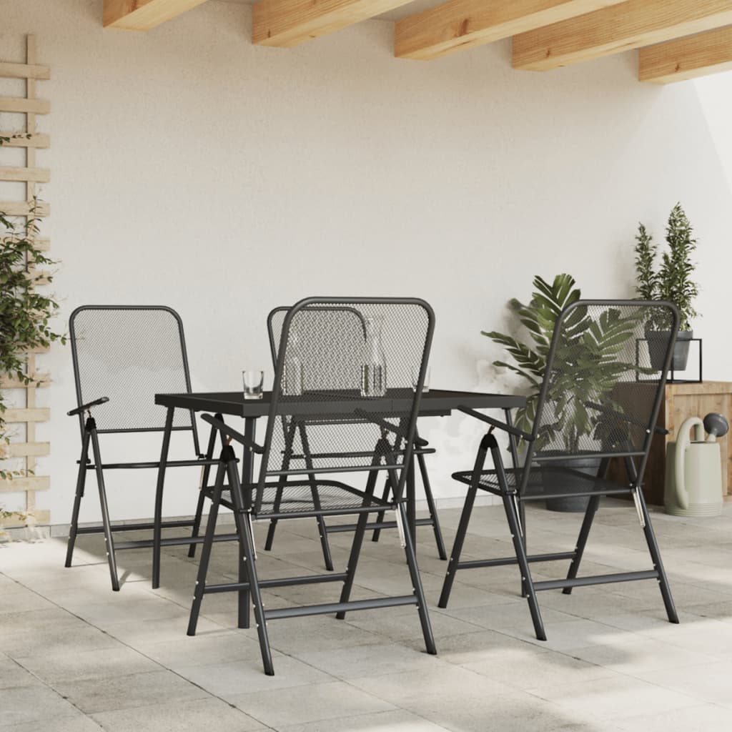 3-tlg. Garten-Essgruppe Anthrazit Streckgitter