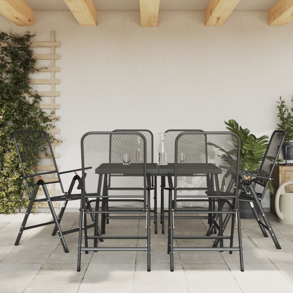 3-tlg. Garten-Essgruppe Anthrazit Streckgitter