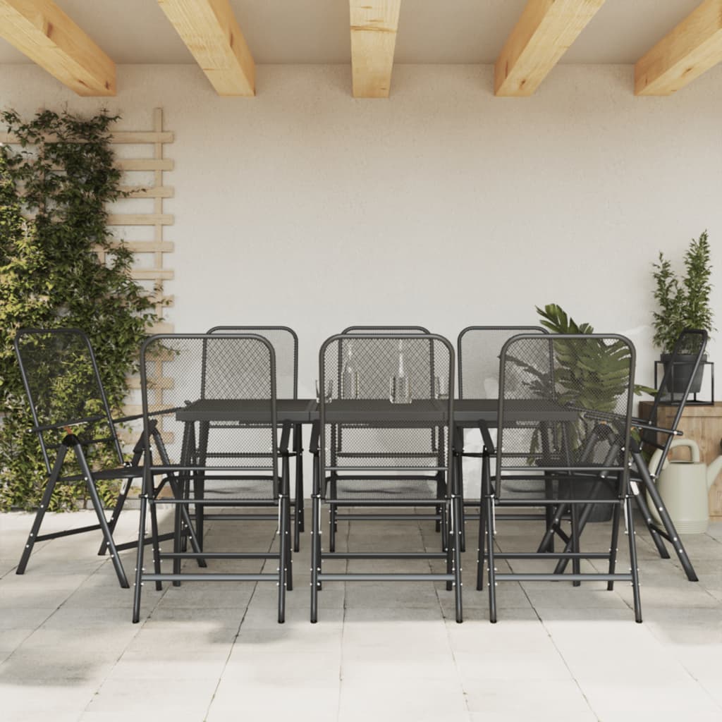 3-tlg. Garten-Essgruppe Anthrazit Streckgitter