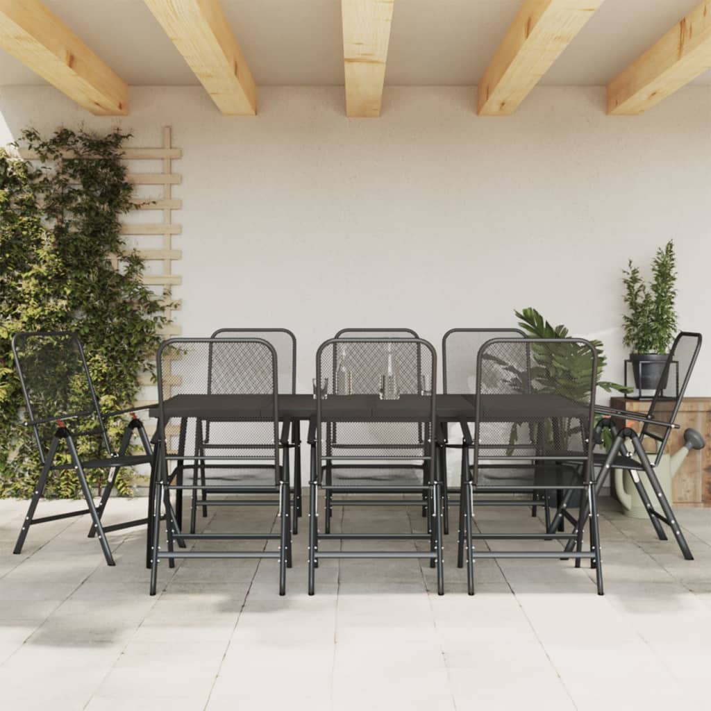 3-tlg. Garten-Essgruppe Anthrazit Streckgitter