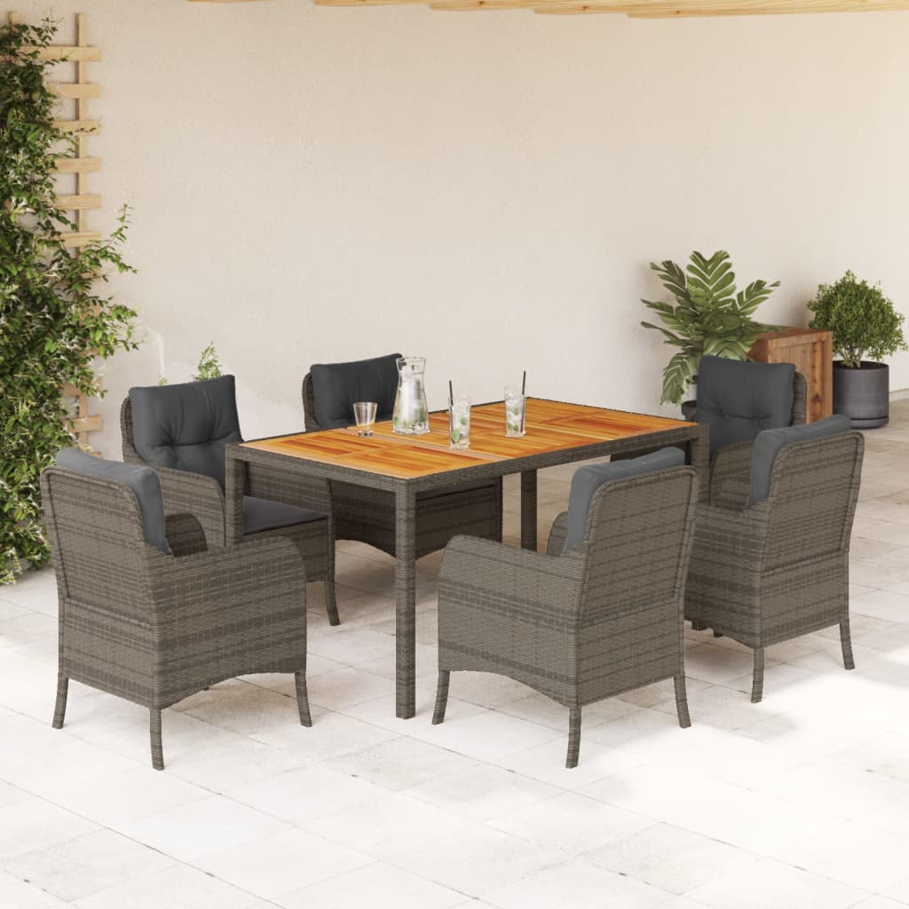 3-tlg. Garten-Essgruppe mit Kissen Schwarz Poly Rattan