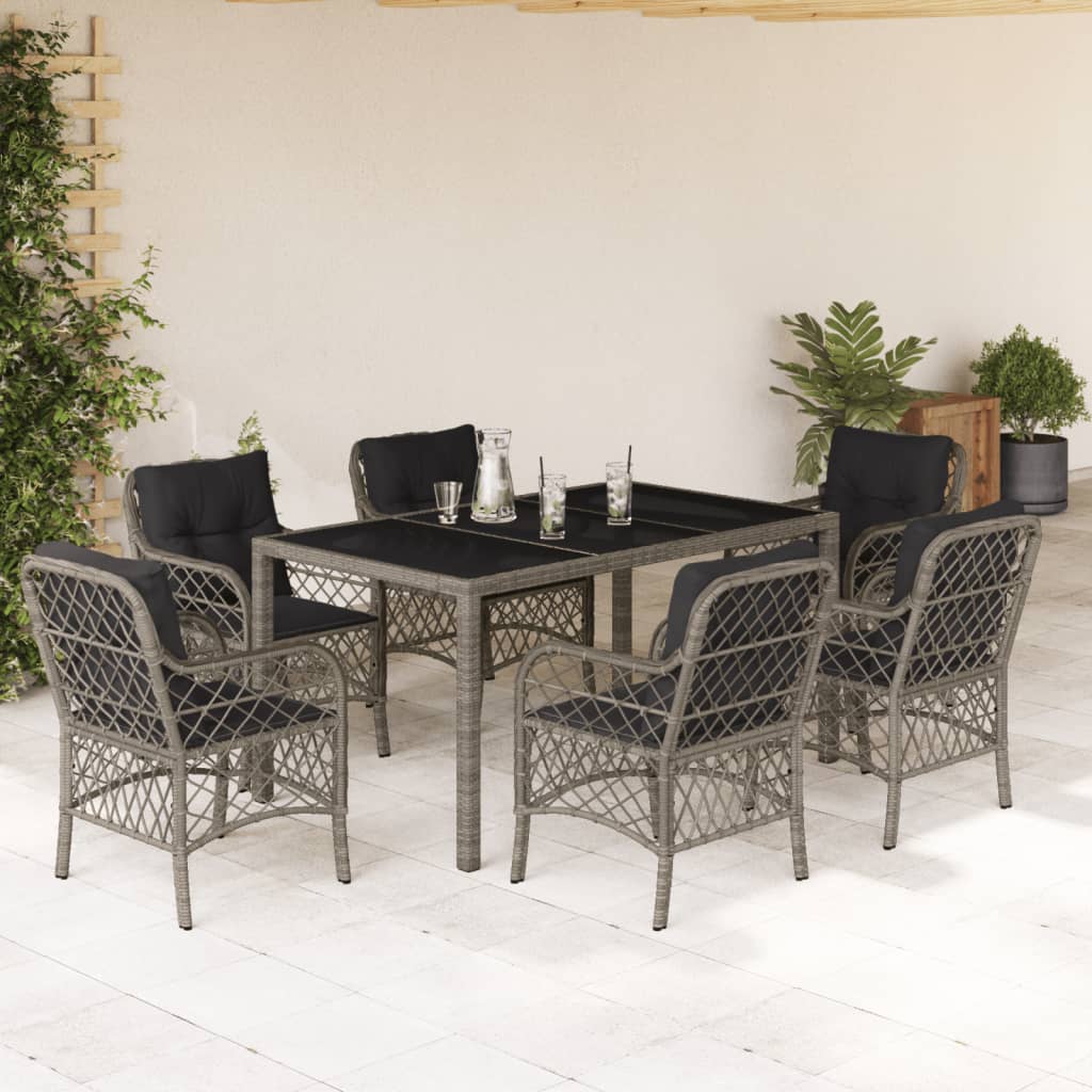 3-tlg. Bistro-Set mit Kissen Schwarz Poly Rattan