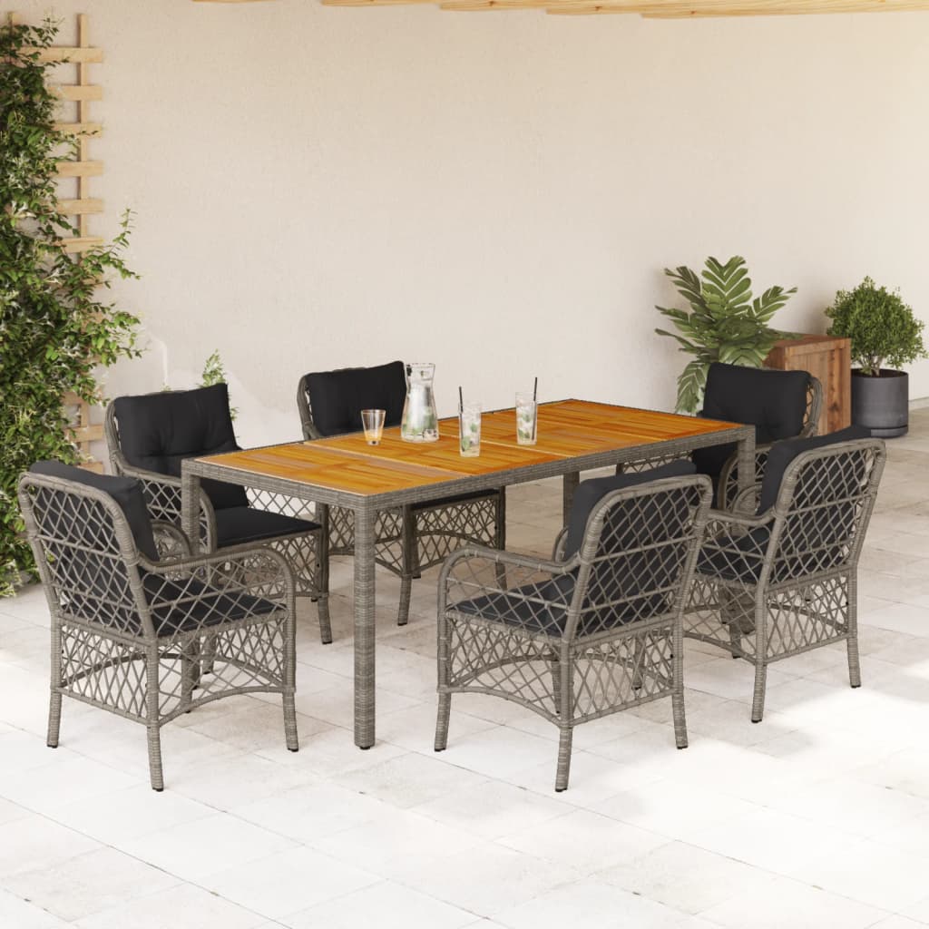 3-tlg. Bistro-Set mit Kissen Schwarz Poly Rattan