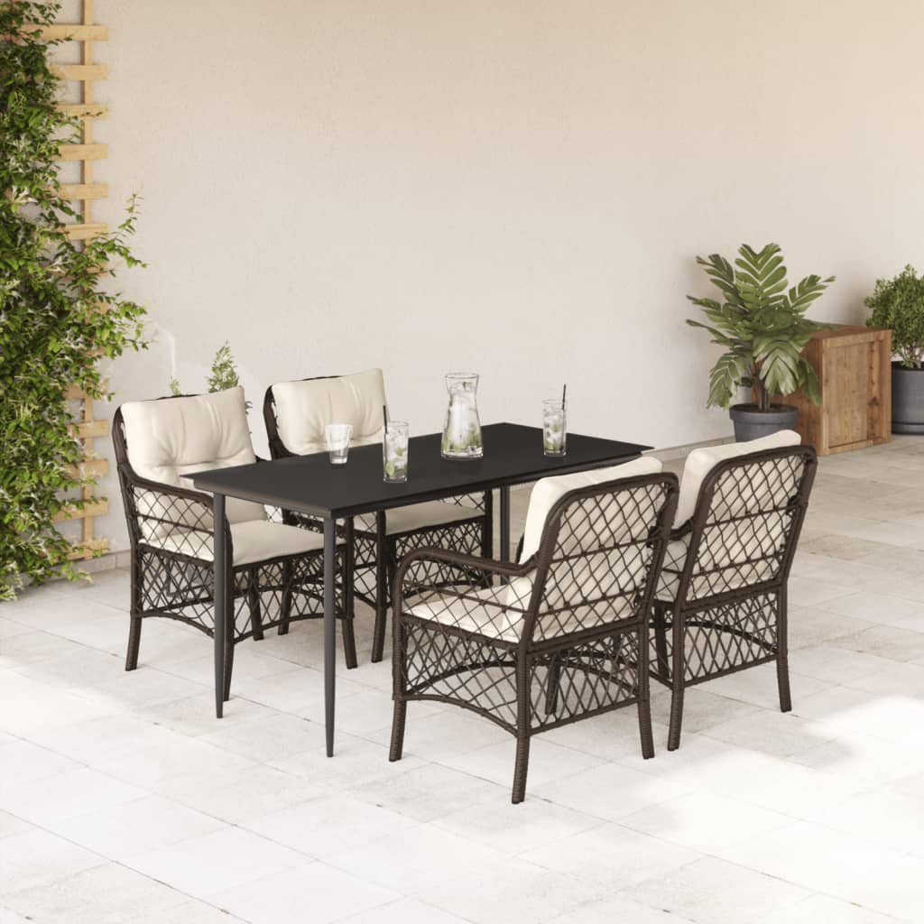 3-tlg. Bistro-Set mit Kissen Braun Poly Rattan