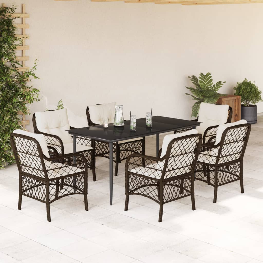 3-tlg. Bistro-Set mit Kissen Braun Poly Rattan