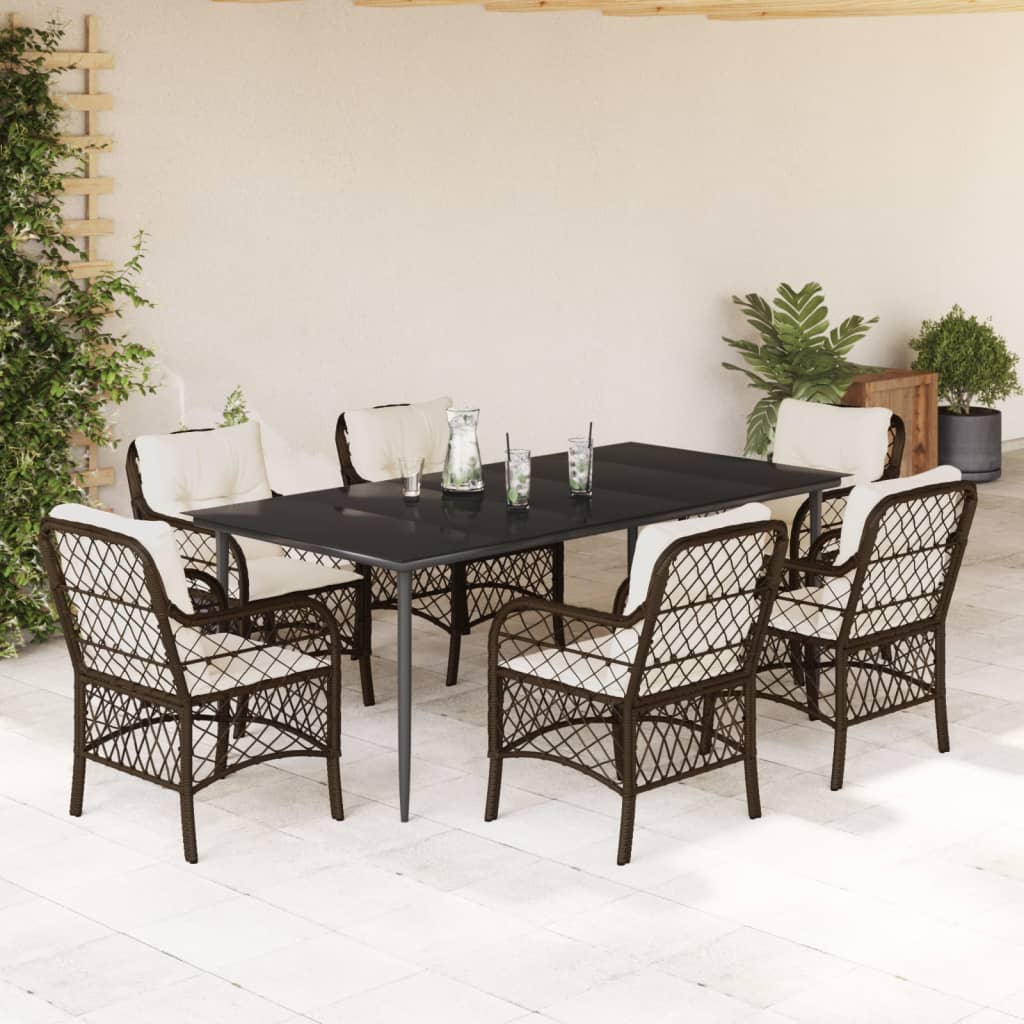 3-tlg. Bistro-Set mit Kissen Braun Poly Rattan