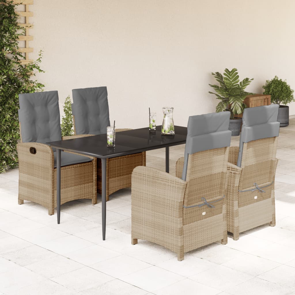 3-tlg. Garten-Essgruppe mit Kissen Beigemischung Poly Rattan