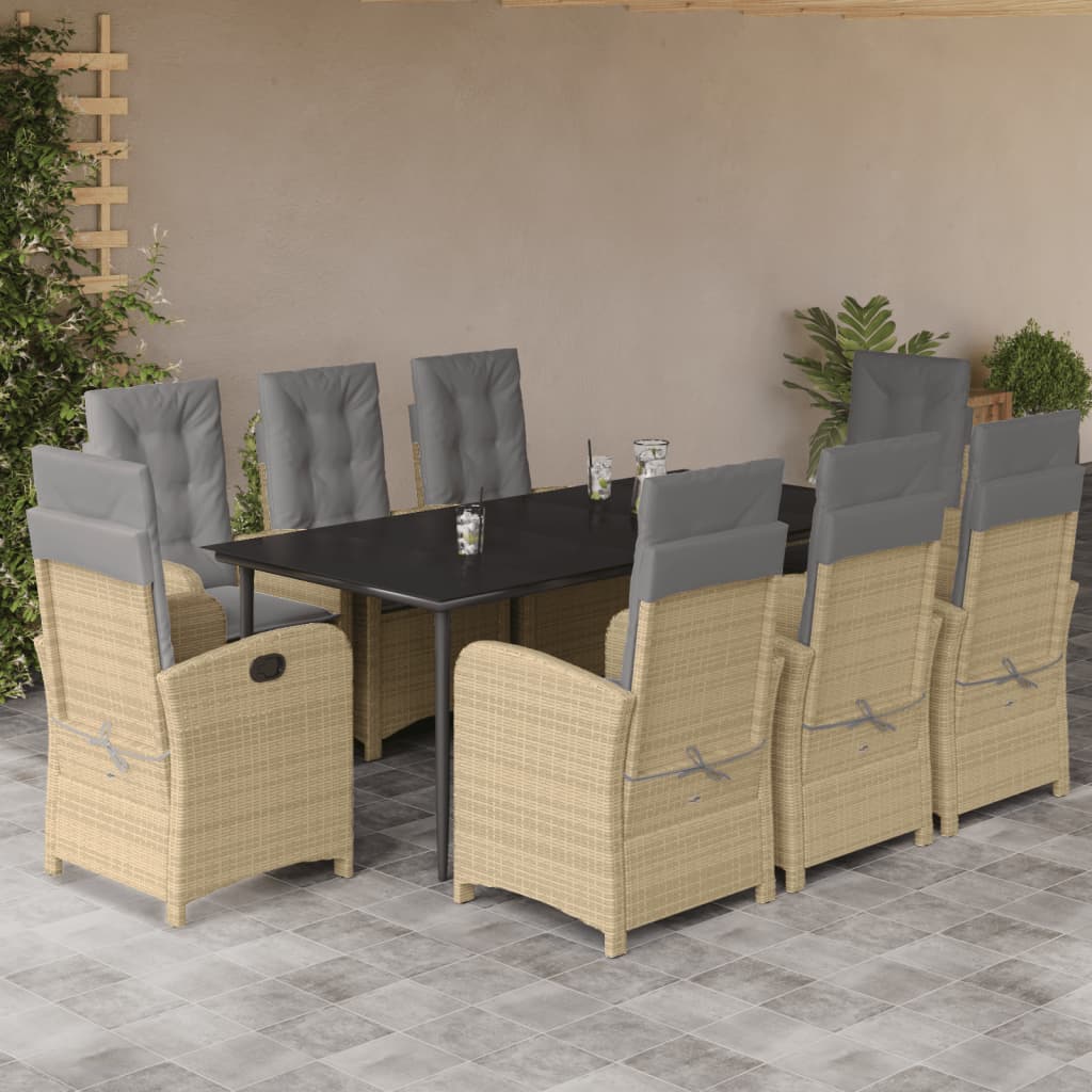 3-tlg. Garten-Essgruppe mit Kissen Beigemischung Poly Rattan