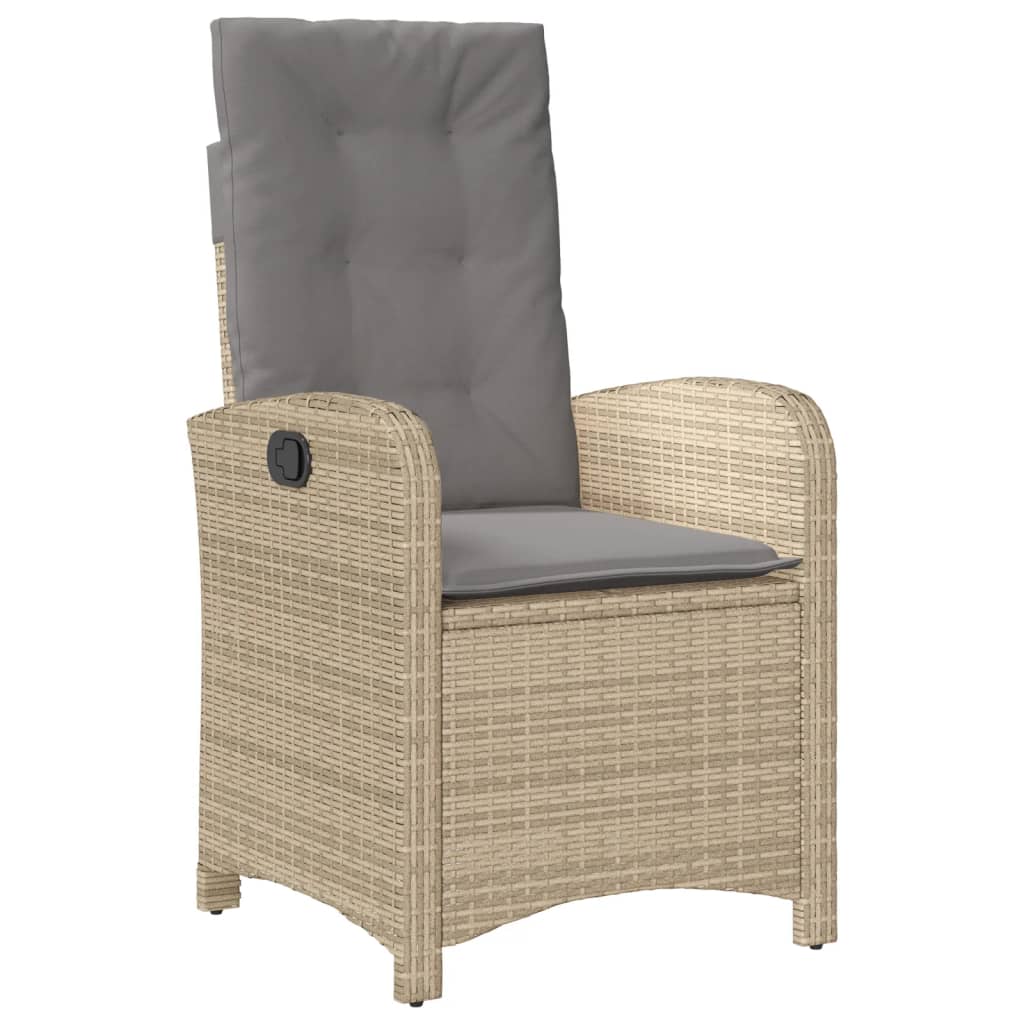 3-tlg. Garten-Essgruppe mit Kissen Beigemischung Poly Rattan