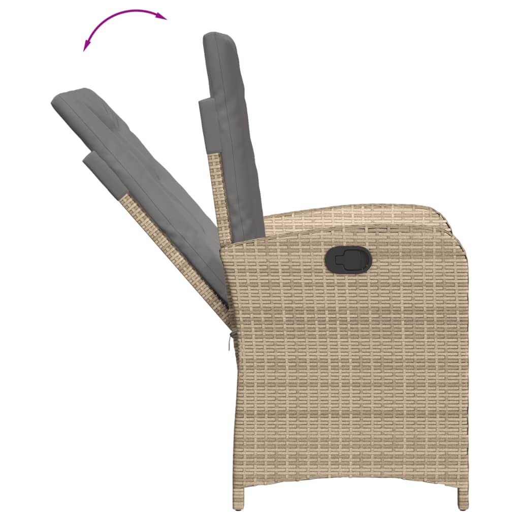 3-tlg. Garten-Essgruppe mit Kissen Beigemischung Poly Rattan
