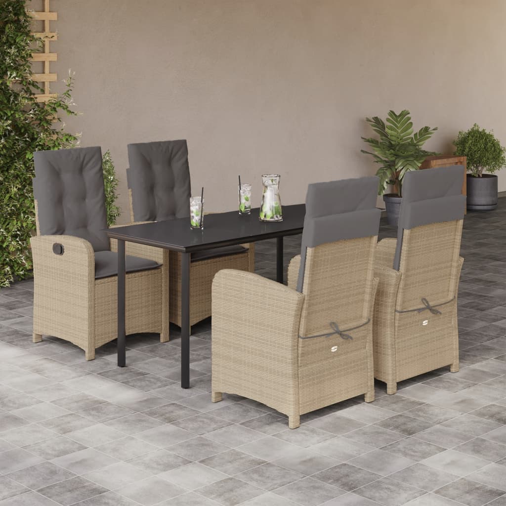 3-tlg. Garten-Essgruppe mit Kissen Beigemischung Poly Rattan