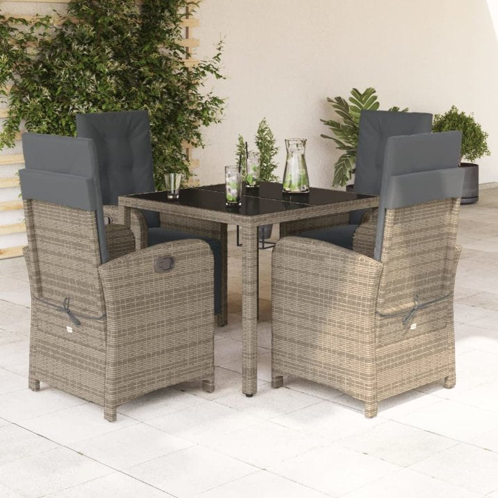 3-tlg. Bistro-Set mit Kissen Schwarz Poly Rattan