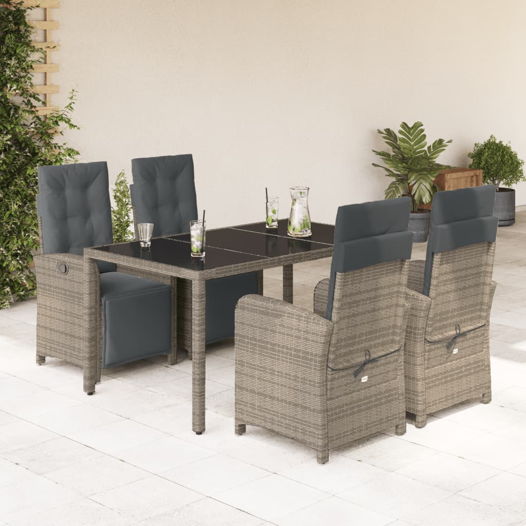 3-tlg. Bistro-Set mit Kissen Schwarz Poly Rattan