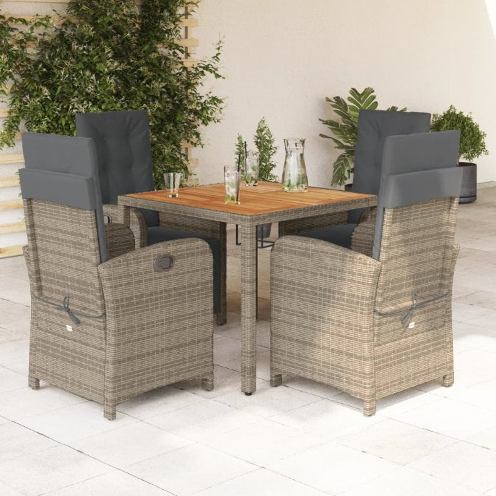 3-tlg. Bistro-Set mit Kissen Schwarz Poly Rattan