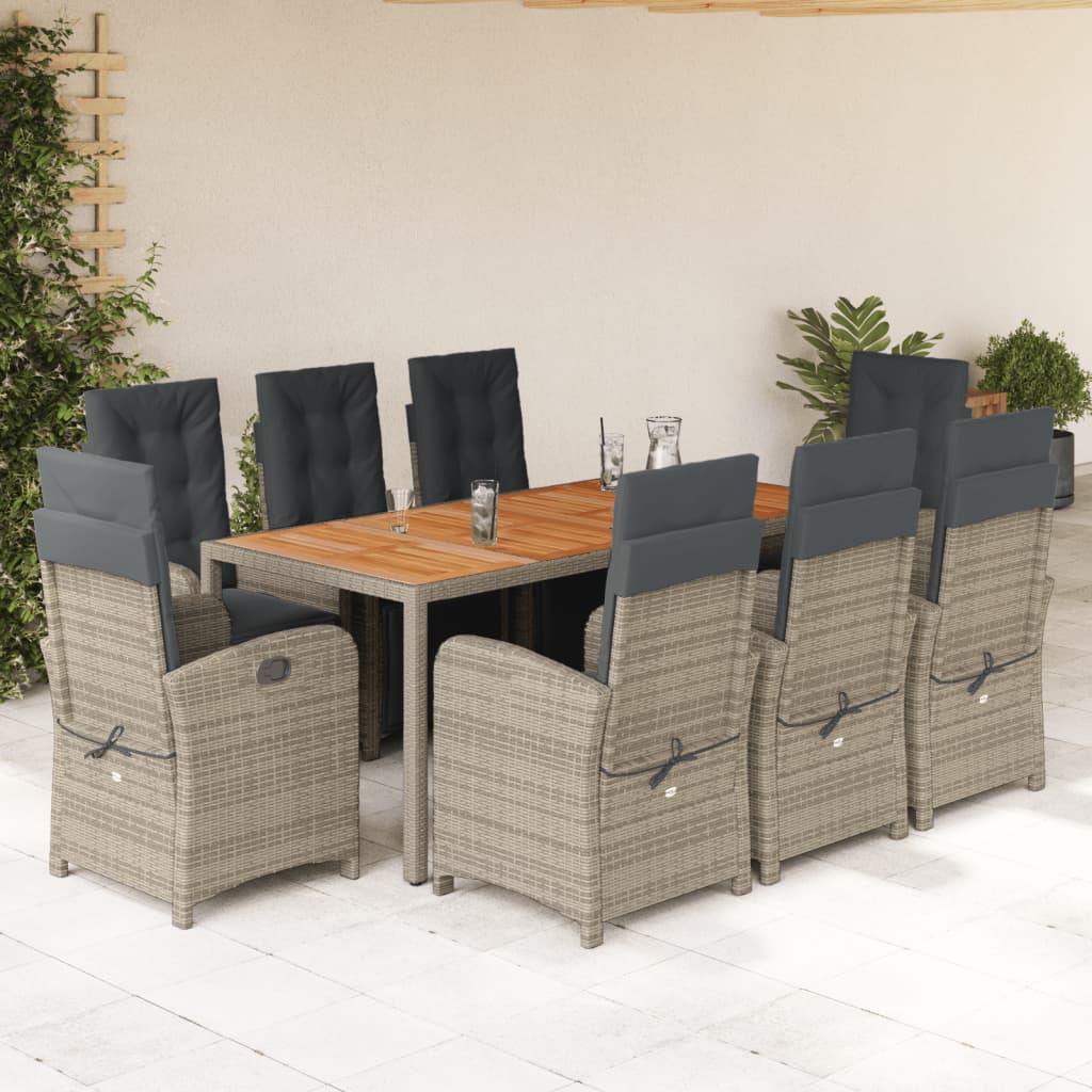 3-tlg. Bistro-Set mit Kissen Schwarz Poly Rattan