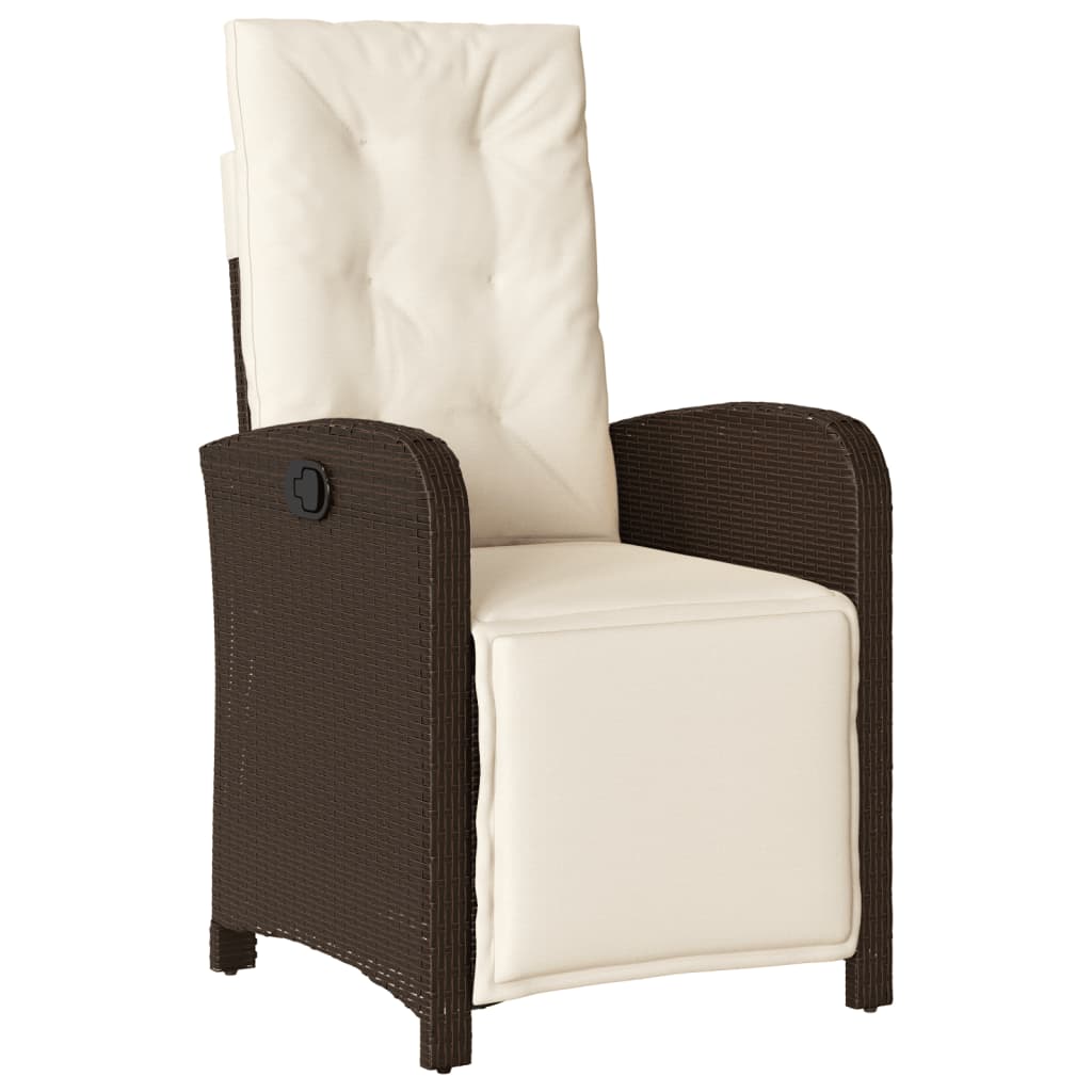 3-tlg. Bistro-Set mit Kissen Braun Poly Rattan