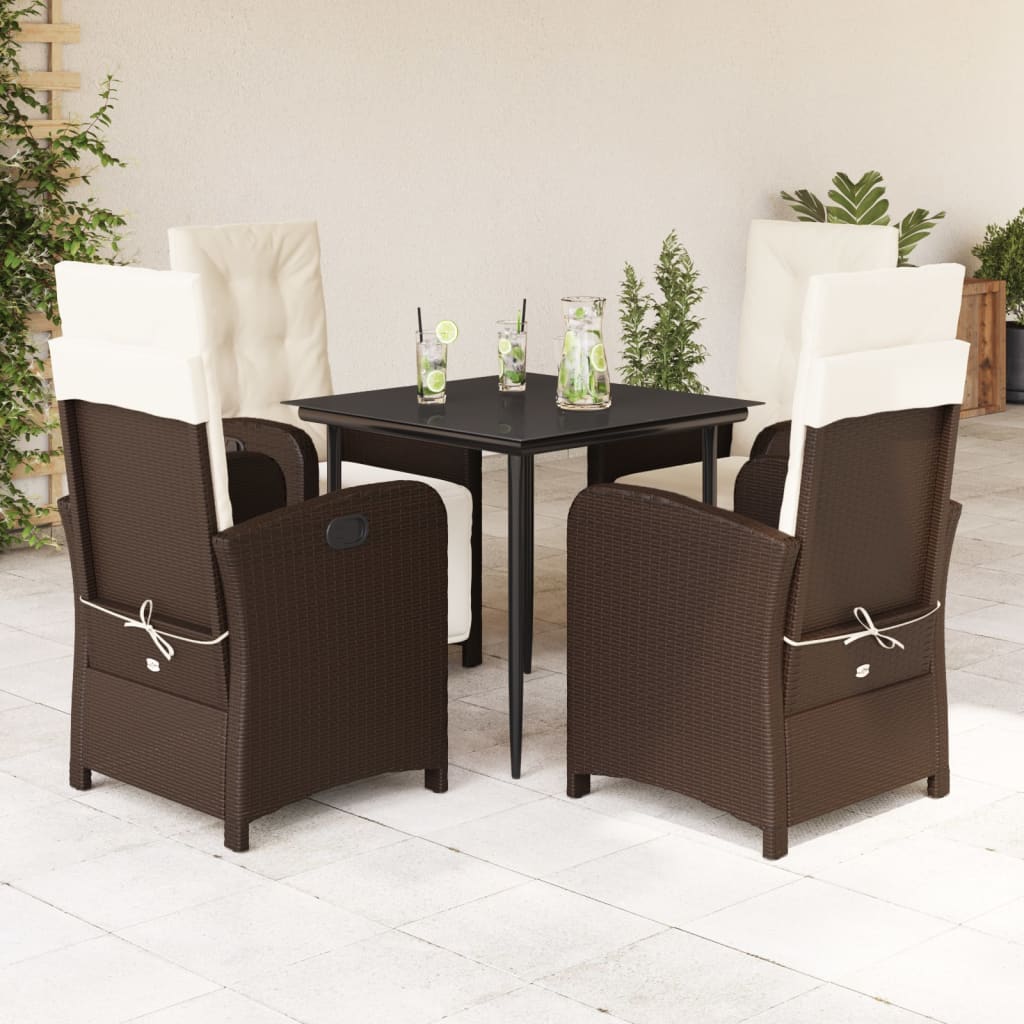3-tlg. Bistro-Set mit Kissen Braun Poly Rattan