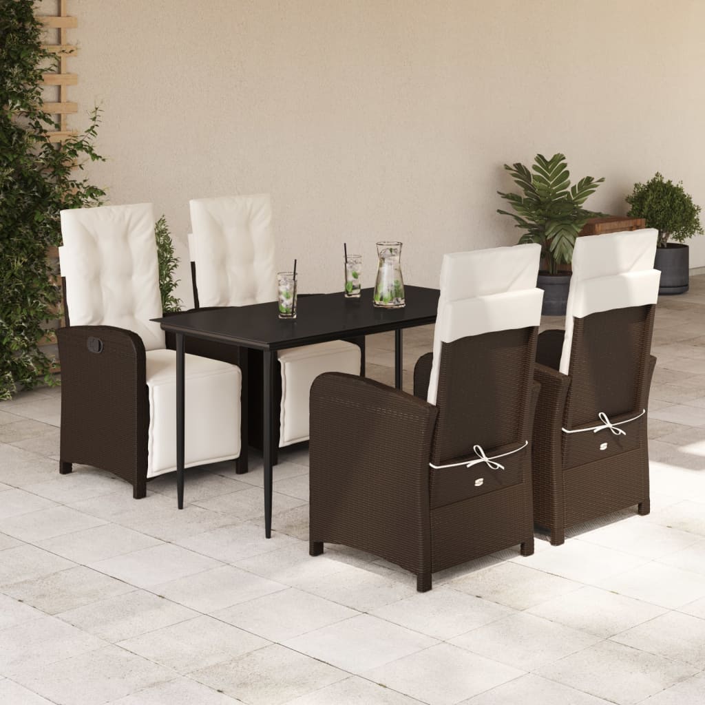 3-tlg. Bistro-Set mit Kissen Braun Poly Rattan