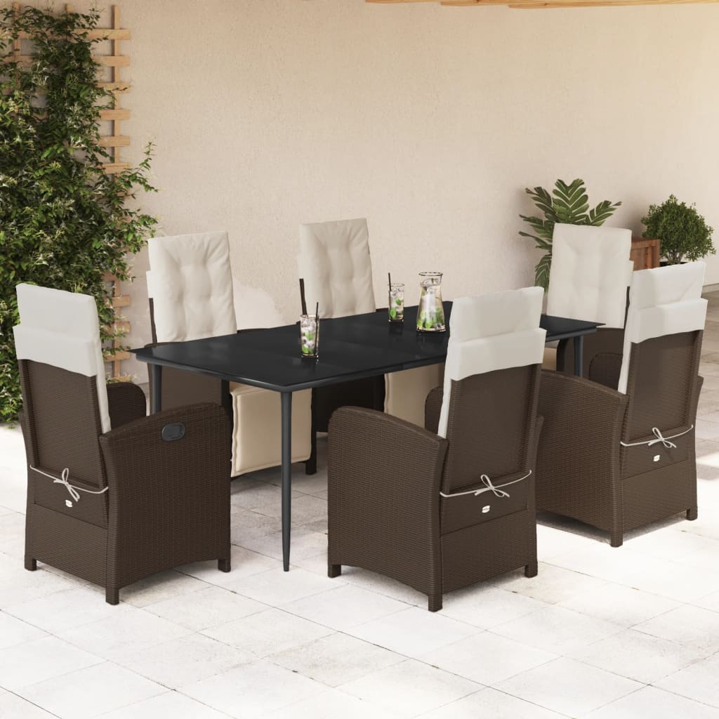 3-tlg. Bistro-Set mit Kissen Braun Poly Rattan