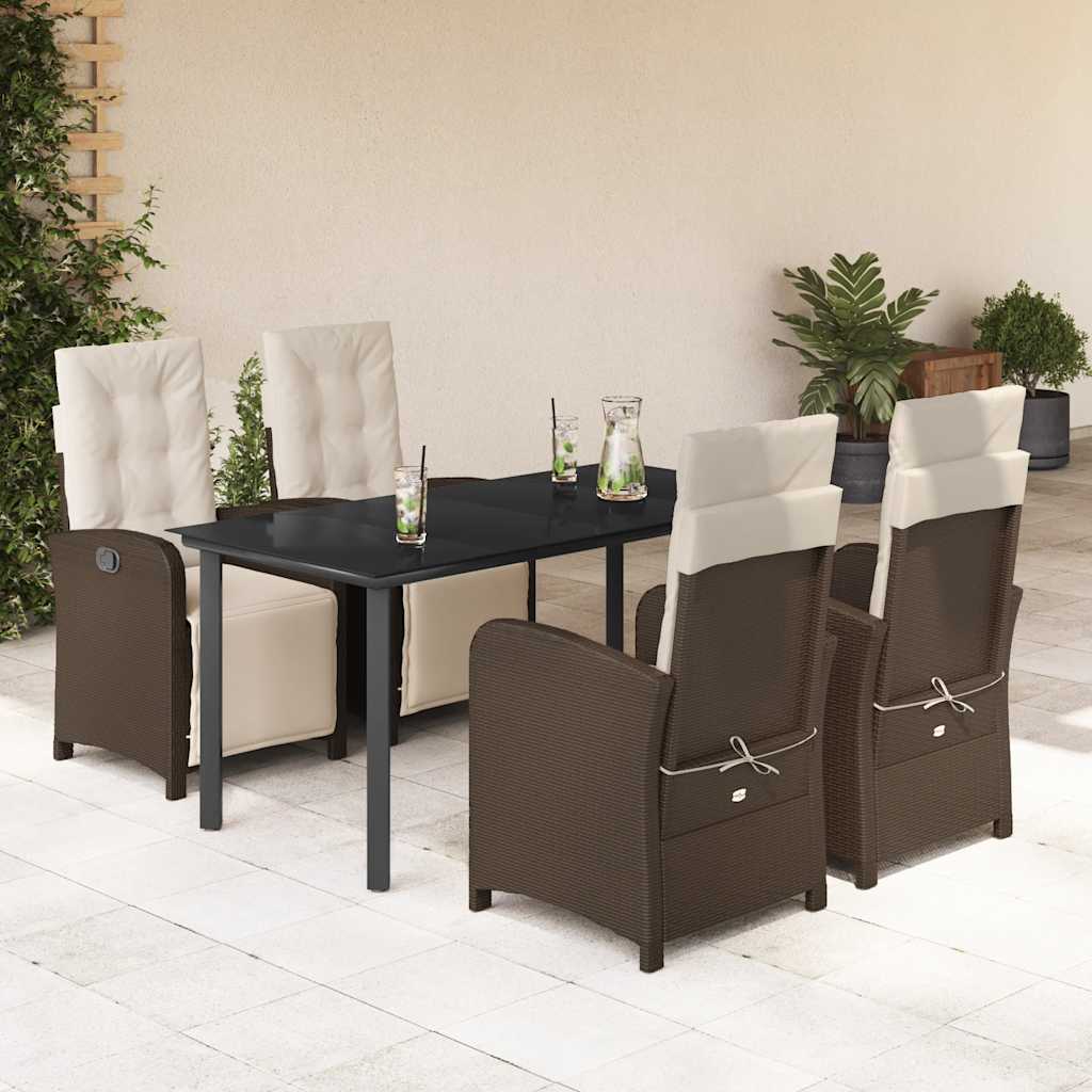 3-tlg. Bistro-Set mit Kissen Braun Poly Rattan