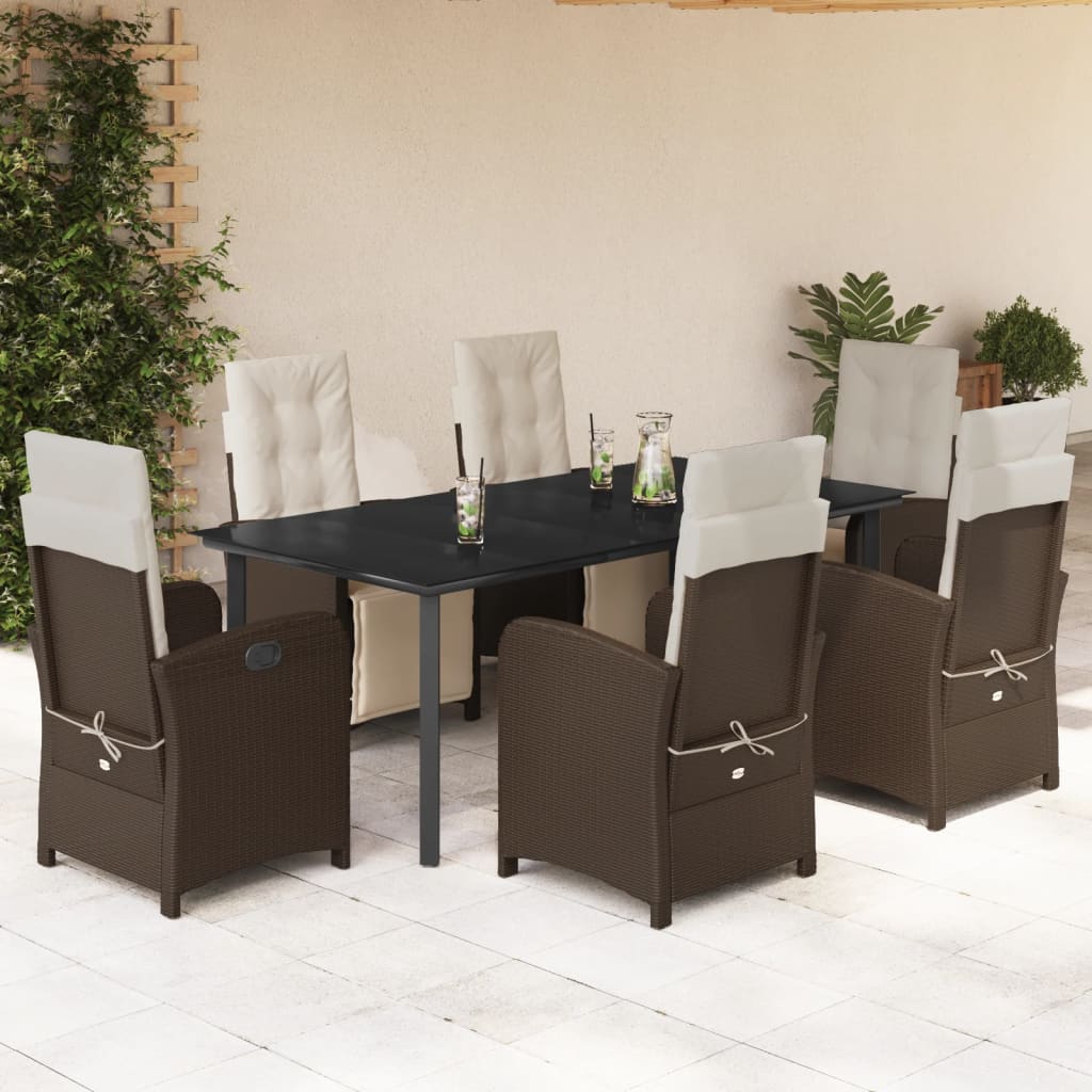 3-tlg. Bistro-Set mit Kissen Braun Poly Rattan